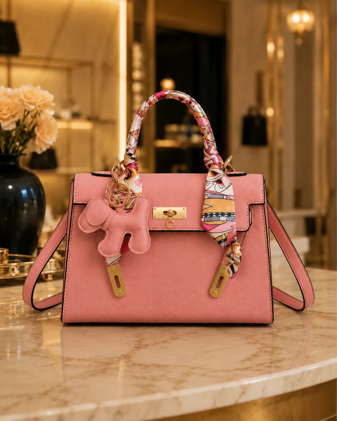 Arantza | Bolso satchel estructurado con pañuelo