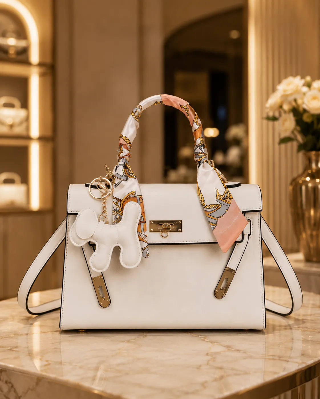 Arantza | Bolso satchel estructurado con pañuelo