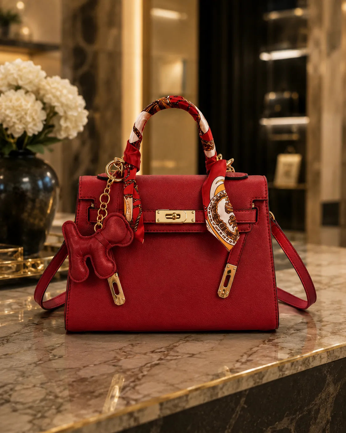 Arantza | Bolso satchel estructurado con pañuelo