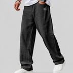 Samuel, Pantalón de lino de pernera ancha, color negro, vista frontal, detalle del diseño
