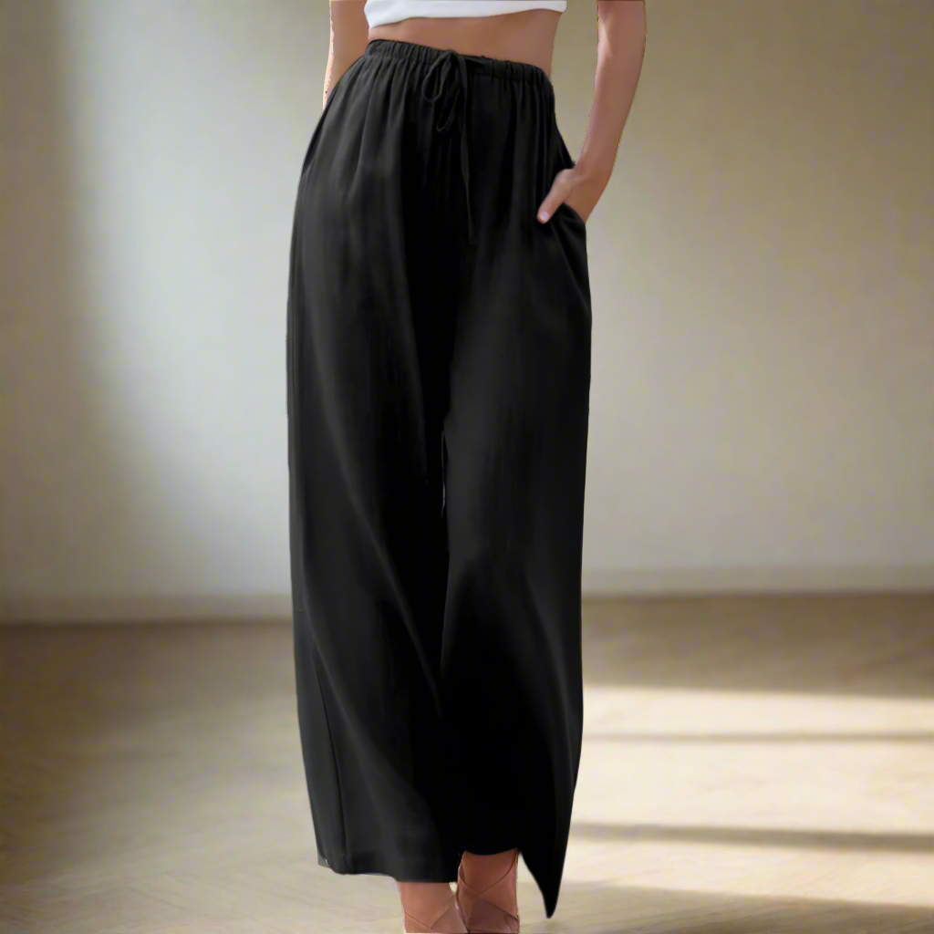 Pantalón ancho de verano para hombre de Valentina Montier, detalle del diseño