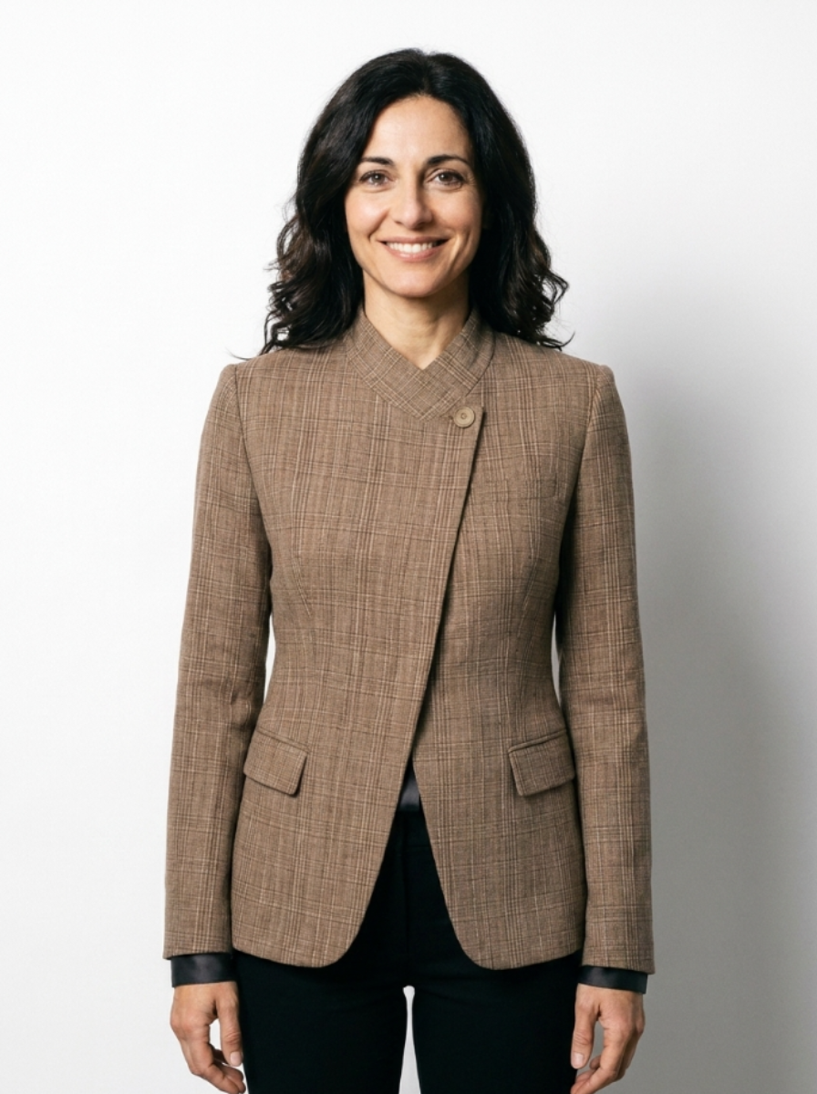 Martina | Blazer asimétrico de cuadros en XS, vista principal
