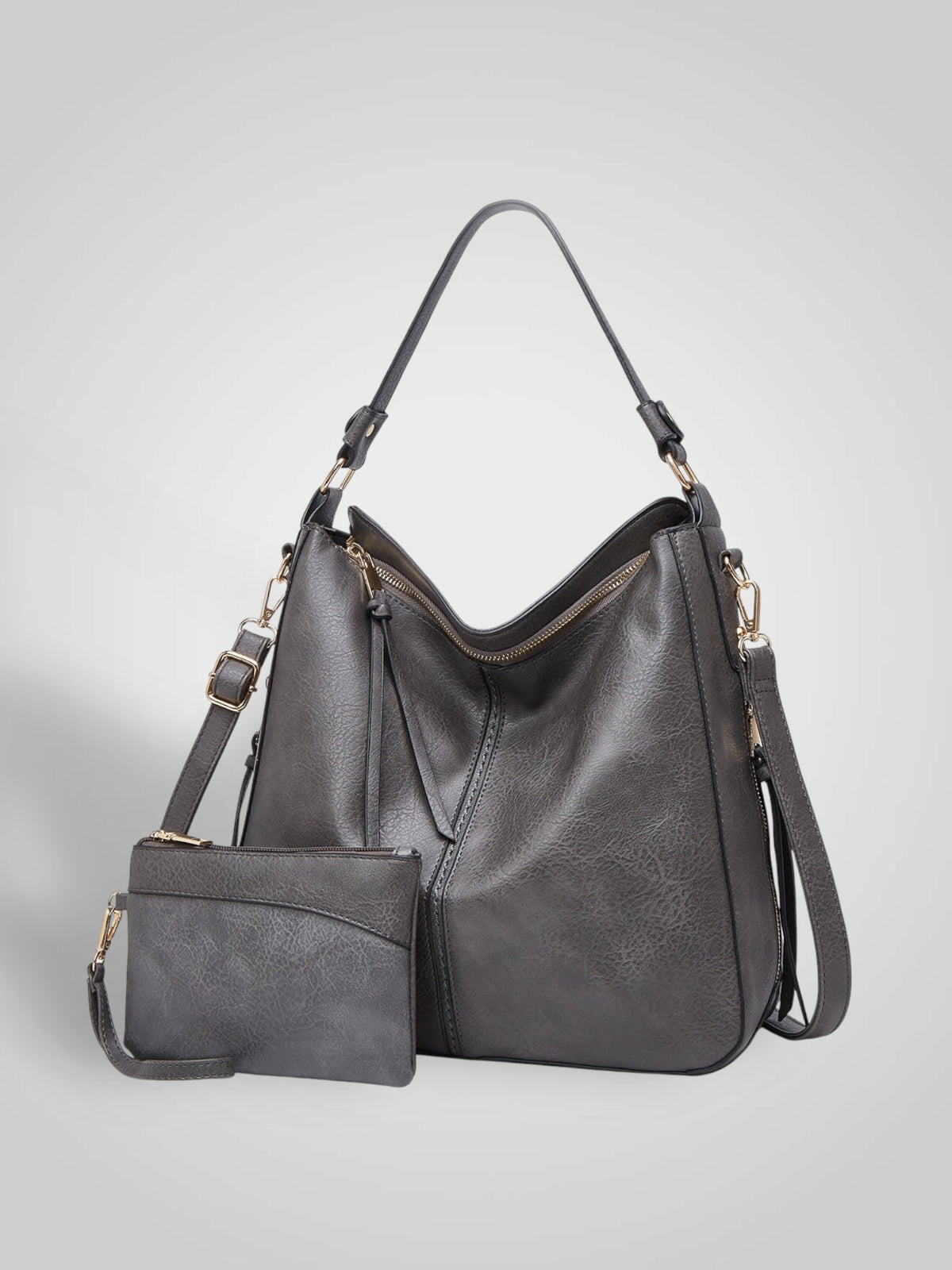 Vanesa | Bolso hobo en piel con bolsillo seguro