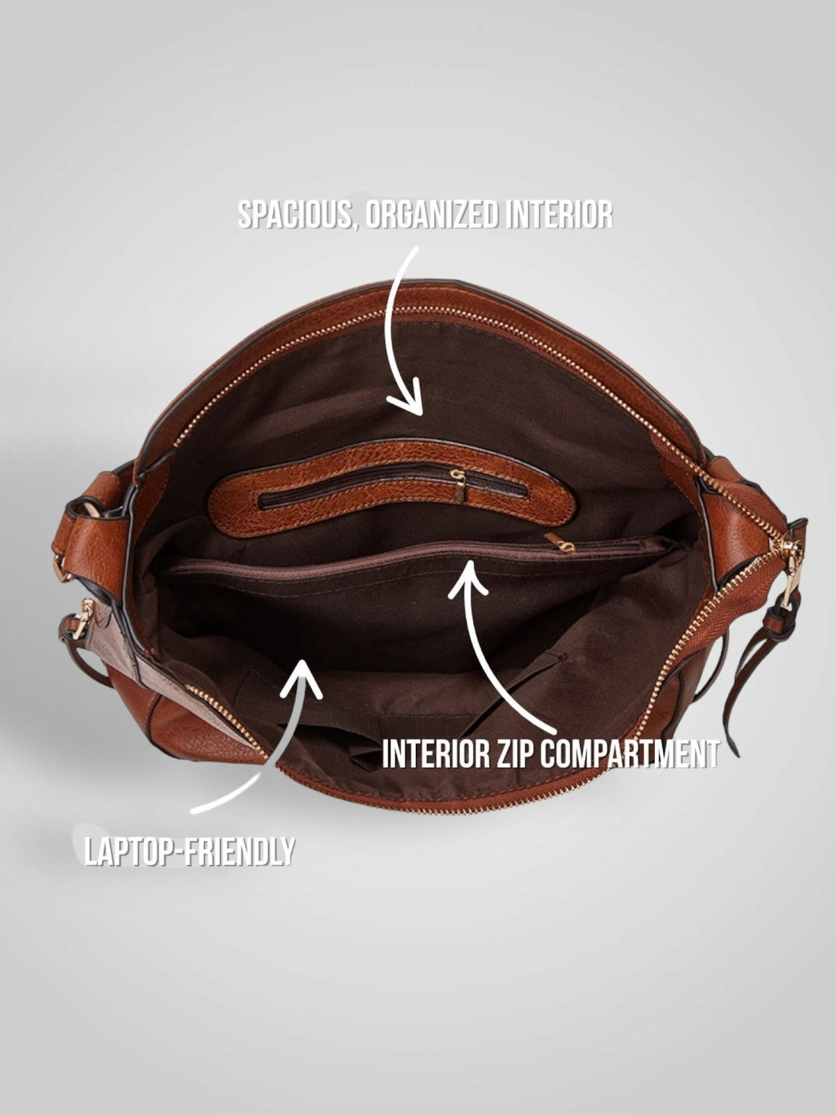 Vanesa | Bolso hobo en piel con bolsillo seguro