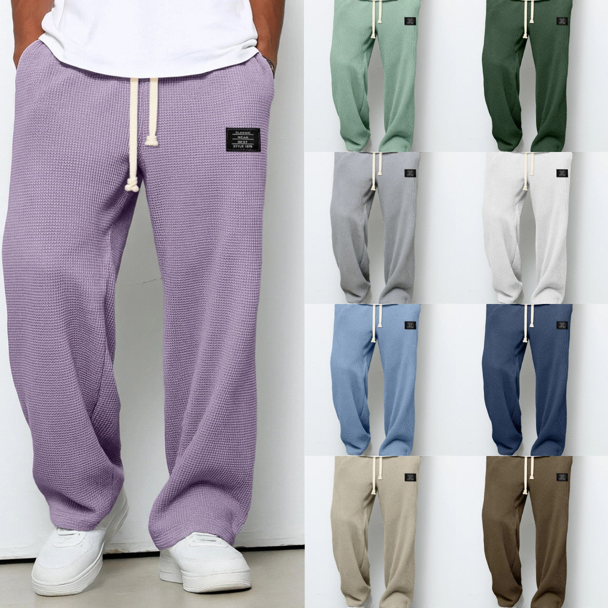 Bruno, Pantalón relajado de pernera ancha, mosaico de los diez colores disponibles