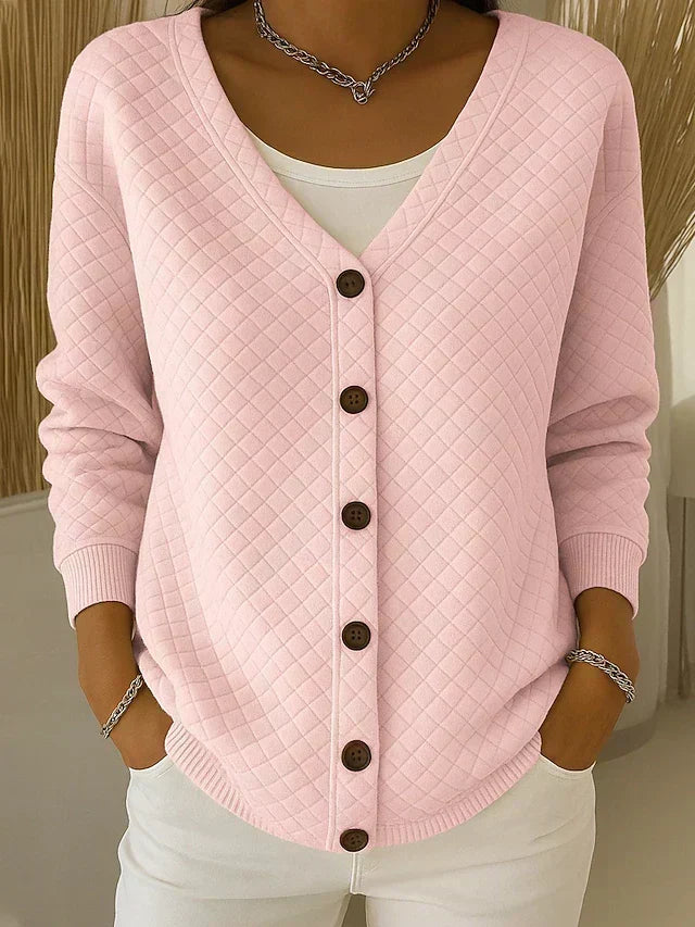 Irene | Cárdigan de punto acolchado, color Rosa, vista del producto, vista principal