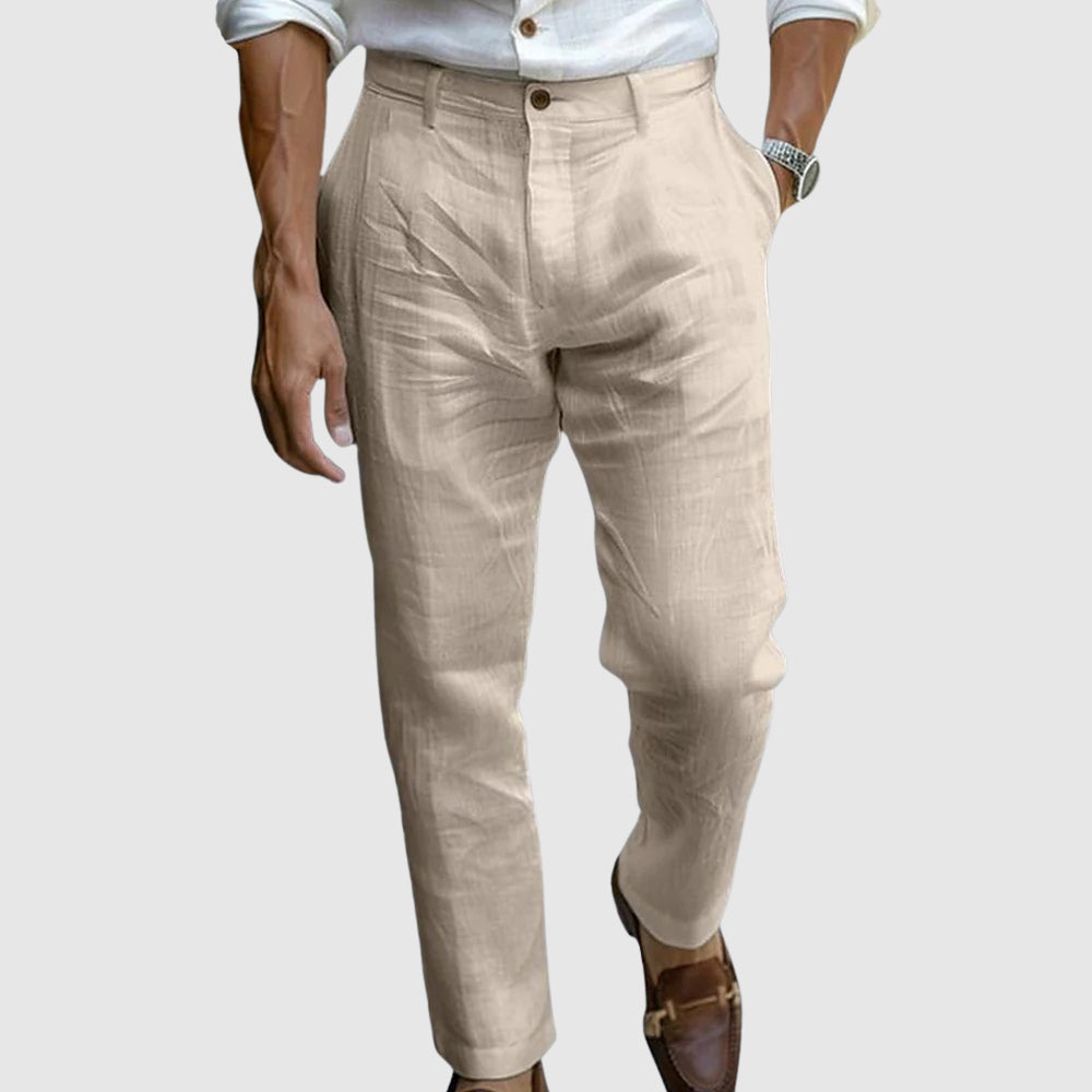 Rafael, Pantalón de pinzas estilo Riviera, color beige, vista frontal, vista alternativa