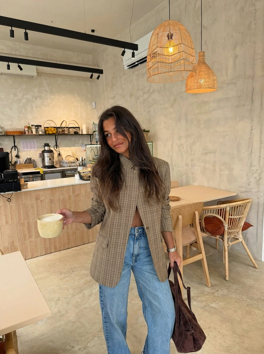 Martina | Blazer asimétrico de cuadros, vista alternativa