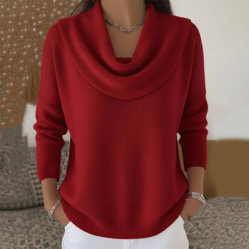 Beatriz | Jersey de cuello drapeado, color Rojo, vista del producto, vista principal