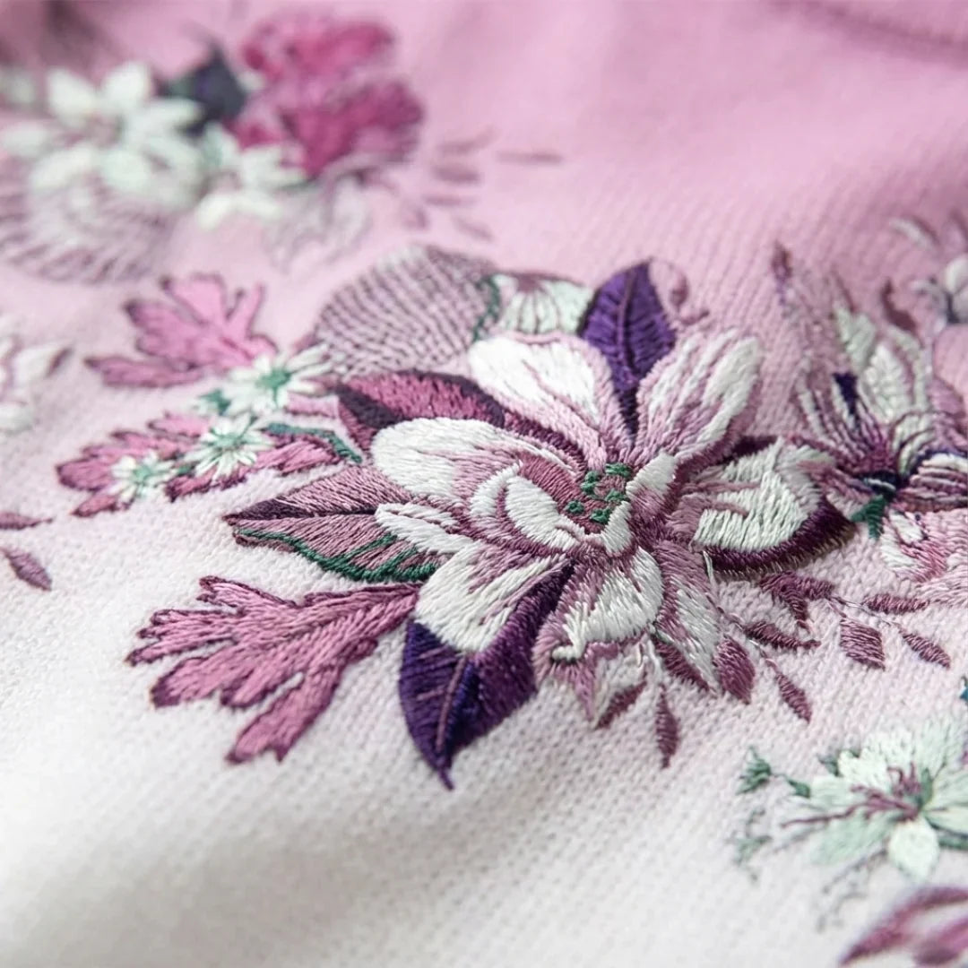 Nuria | Jersey floral de cuello drapeado, vista complementaria o detalle del producto 1, vista principal