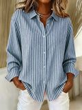 Ángela | Camisa de rayas de corte relajado, color Azul, vista del producto, vista principal