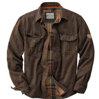 Fernando | Sobrecamisa de algodón con aire vintage, color Marrón oscuro, vista del producto, vista principal