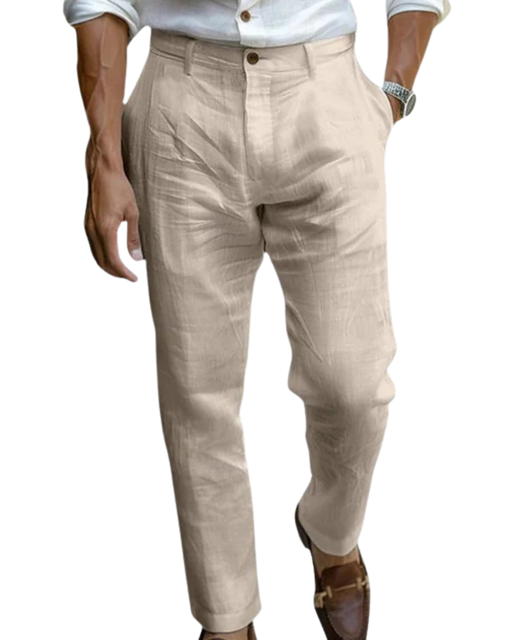 Rafael, Pantalón de pinzas estilo Riviera, color beige, recorte del producto, vista alternativa