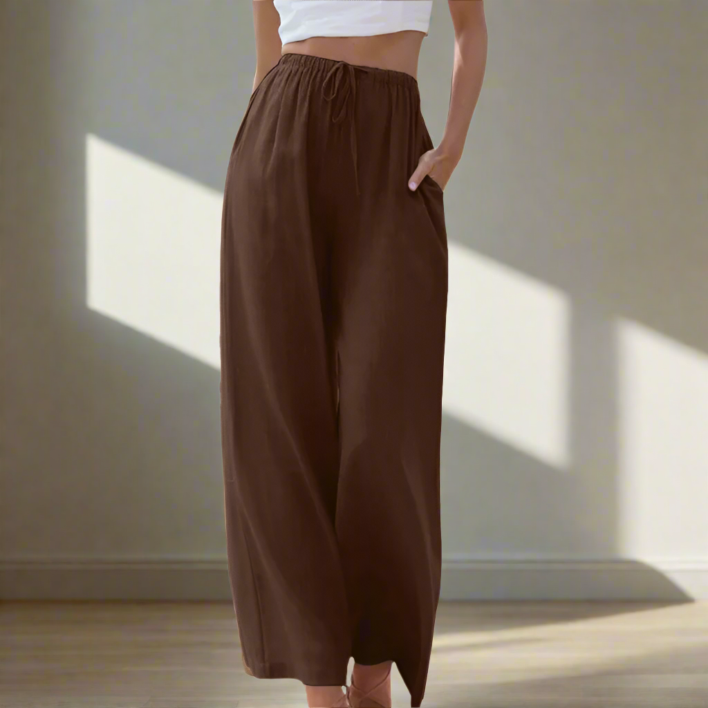 Pantalón ancho de verano para hombre de Valentina Montier, detalle del diseño