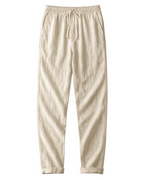 Simón, Pantalón de lino con cintura de cordón, color blanco roto, recorte del producto, detalle del diseño