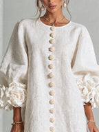 Vestido mini con botones y puños florales Florencia, vista 13