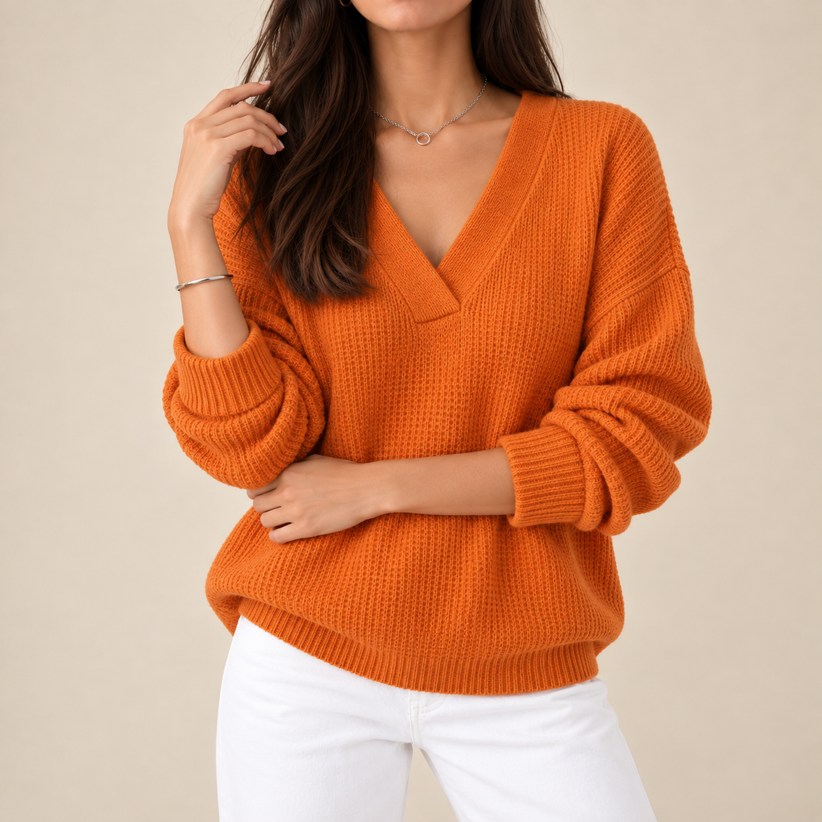 Lourdes | Jersey de cuello en V y corte holgado