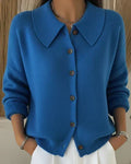 Cayetana | Cárdigan con cuello camisero amplio, color Azul, vista del producto, vista principal
