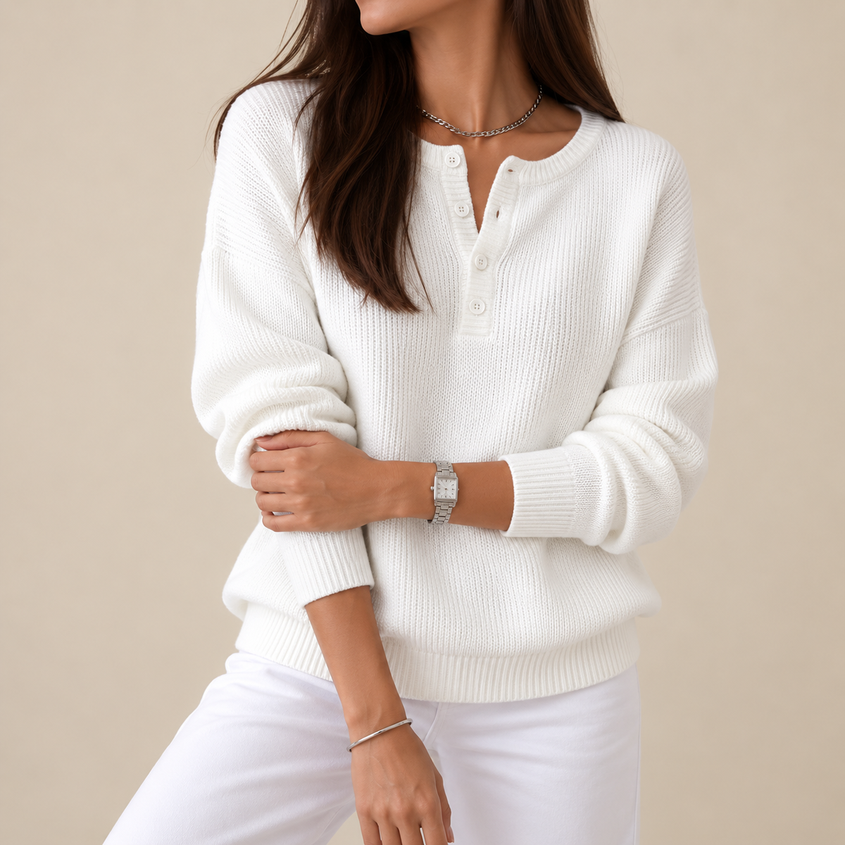 Jersey de punto con escote Henley Elisa, vista complementaria