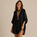 Vestido mini caftán con bordado dorado Inés, vista principal