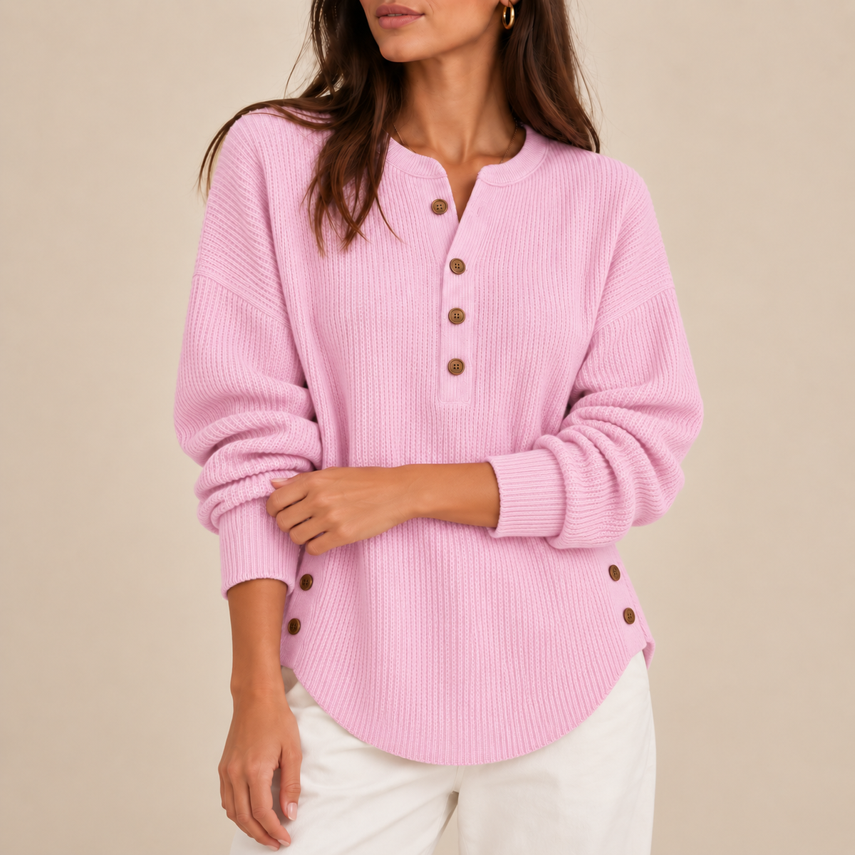Belén | Jersey túnica Henley con botones laterales