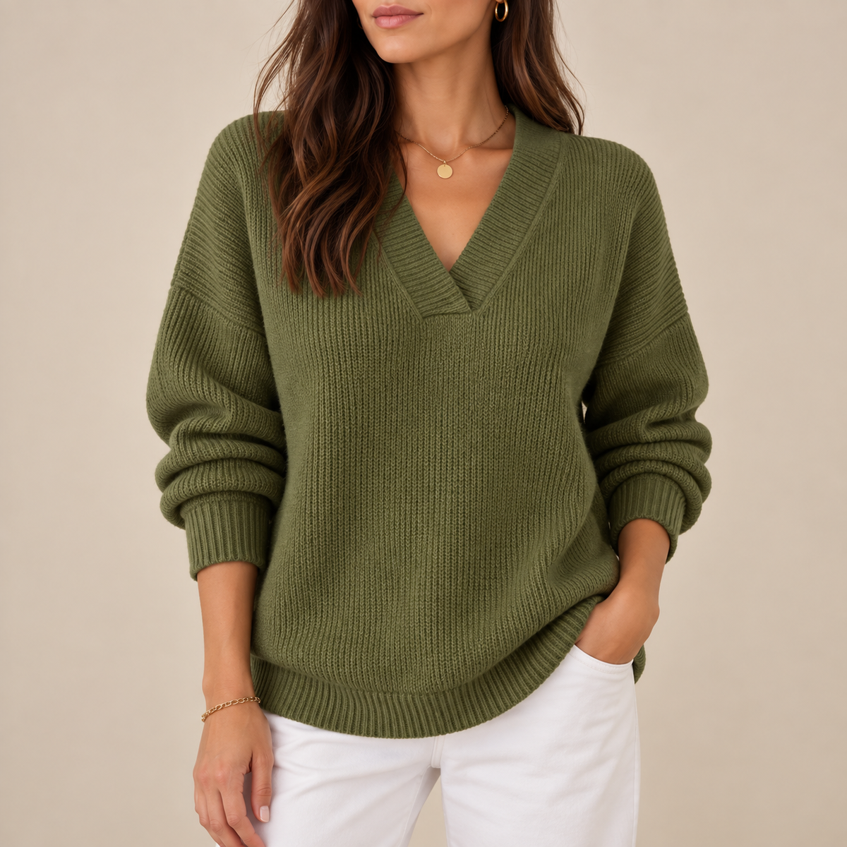 Lourdes | Jersey de cuello en V y corte holgado