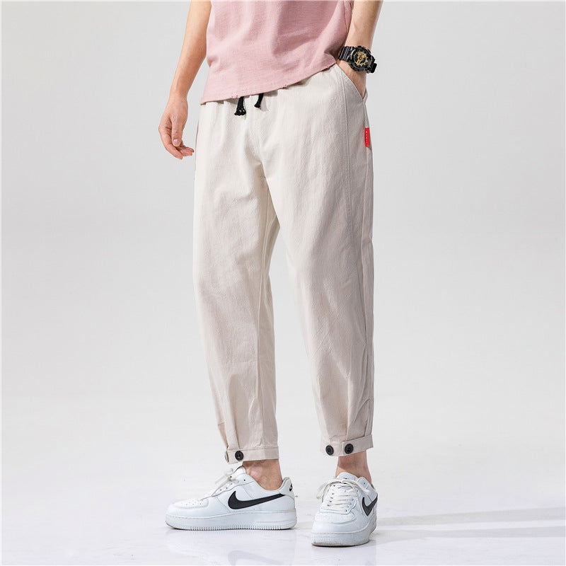 Darío, Pantalón de algodón con bajo ajustable, color caqui, vista tres cuartos