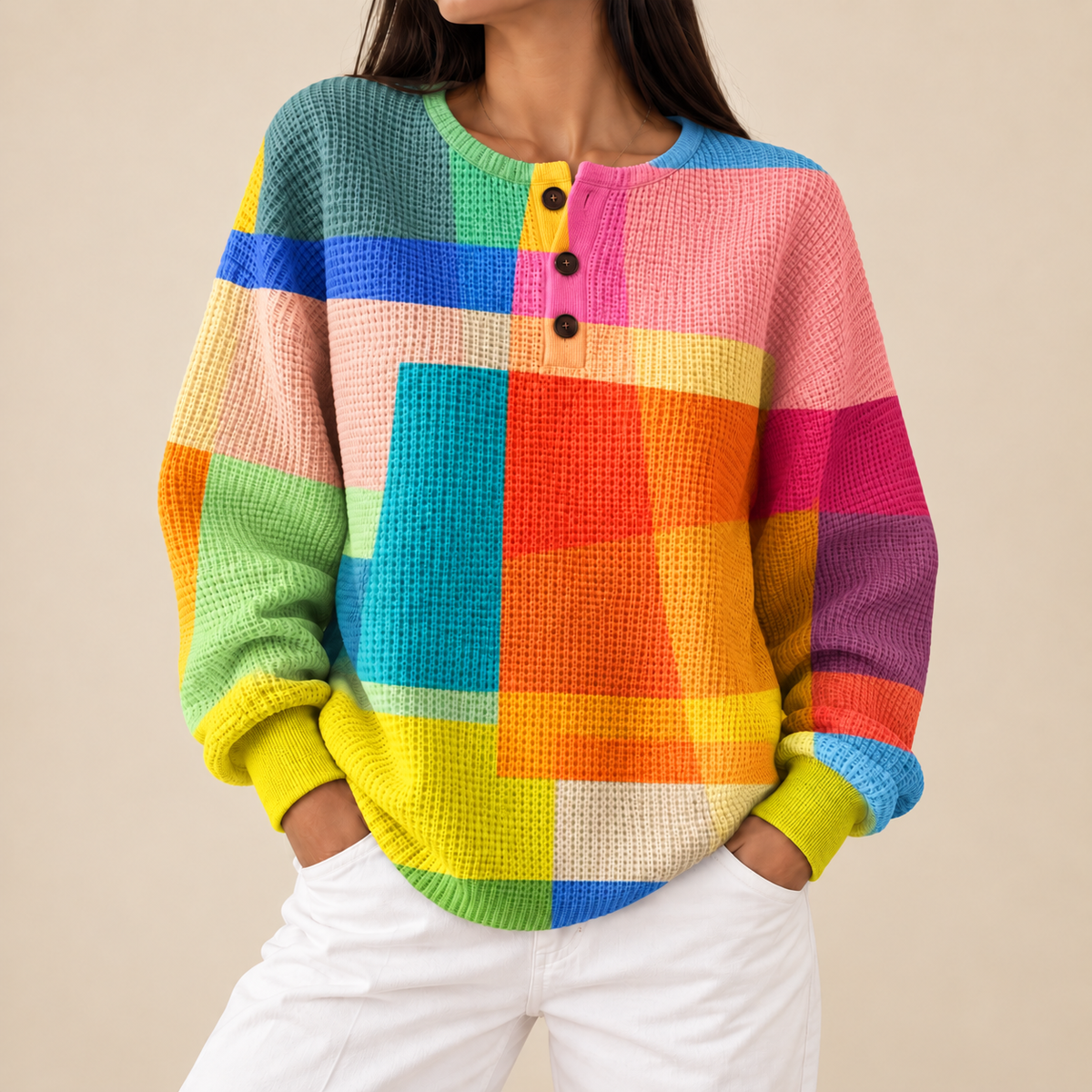 Jersey Henley de bloques gráficos Maribel, vista complementaria