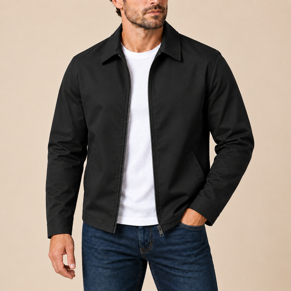 Cazadora ligera con cuello camisero Tomás, detalle del diseño