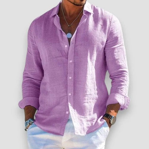 Camisa de lino hombre cuello mao Daniel, vista alternativa
