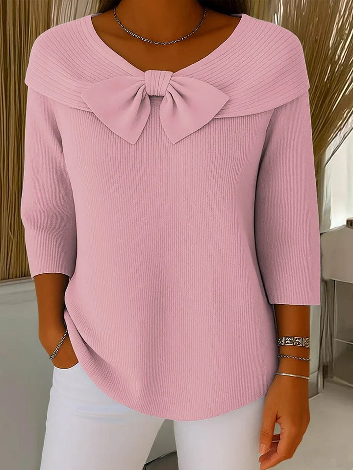 Mónica | Jersey con cuello marinero y lazo, color Rosa, vista del producto, vista complementaria