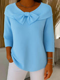 Mónica | Jersey con cuello marinero y lazo, color Azul, vista del producto, vista principal