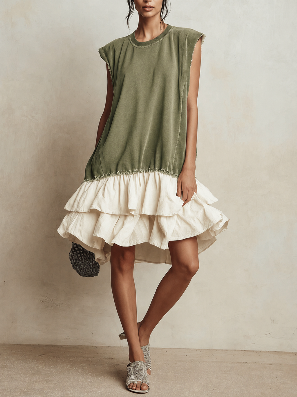 Vestido mini bicolor con volantes Marisa, vista 2