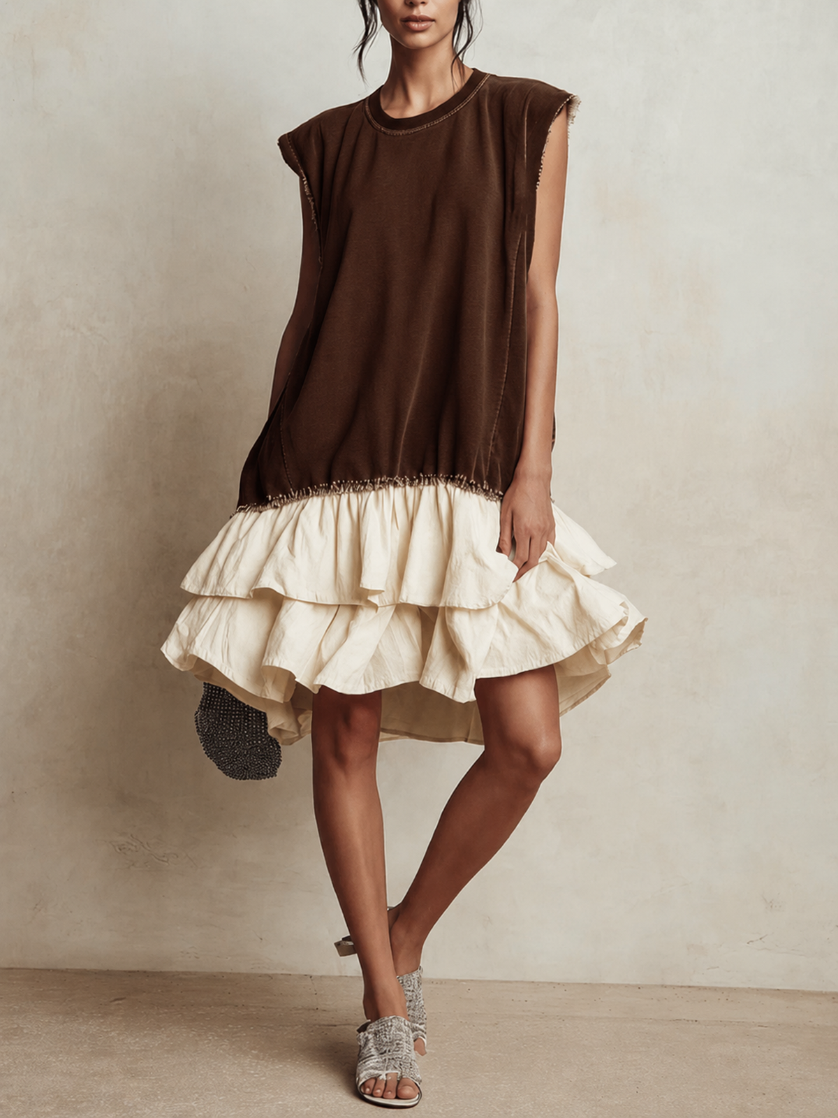 Vestido mini bicolor con volantes Marisa, vista 4