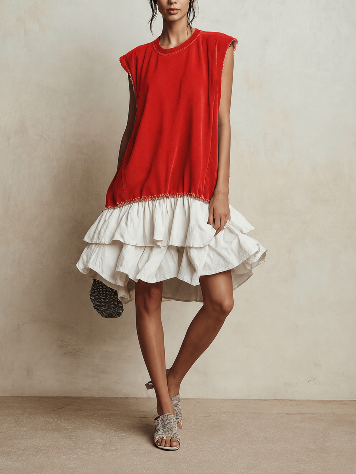 Vestido mini bicolor con volantes Marisa, vista 3