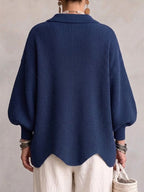 Soledad | Cárdigan oversize con botones dorados, color Azul marino, vista del producto, vista complementaria