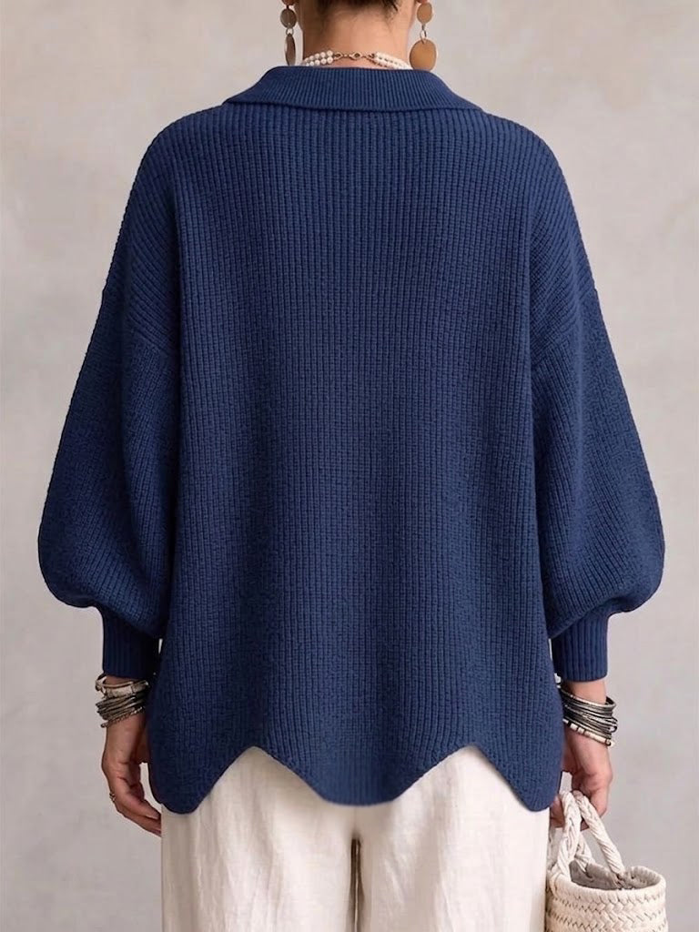 Soledad | Cárdigan oversize con botones dorados, color Azul marino, vista del producto, vista complementaria