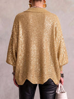 Soledad | Cárdigan oversize con botones dorados, color Dorado, vista del producto, vista alternativa